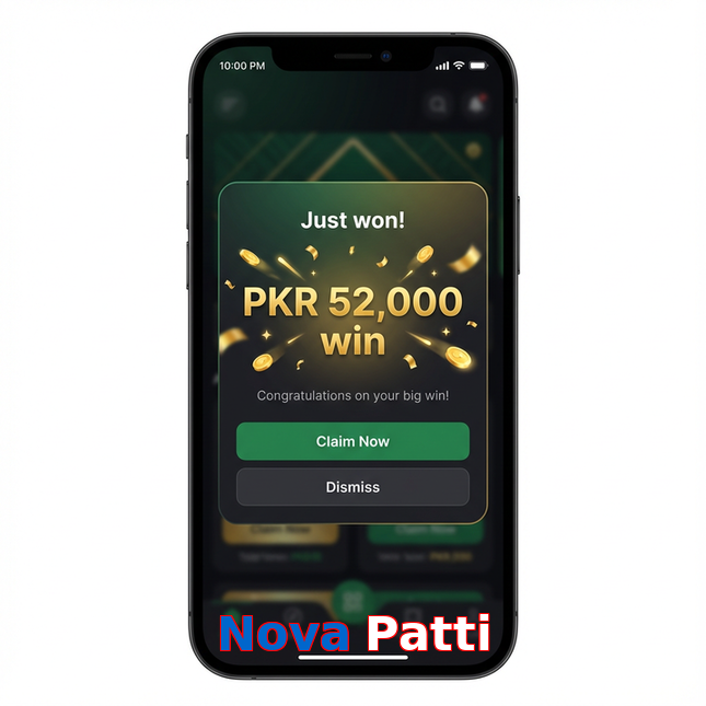 Main screen of Nova Patti win page for PK players